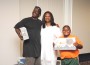 Happy prize winners Ralph Bennett and Isiah Kelley pose with Opa-locka Commissioner Rose Tydus at the “Lunch & Learn Cinema Saturday,” held on the last Saturday of every month at 12 Noon in the Opa-locka Municipal Complex, 780 Fisherman Street, 2nd Floor in Opa-locka.