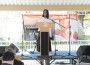 Commissioner Rose Tydus opens the Sanctity of Life Rally from the podium under the pavilion behind Historic City Hall, in the City of Opa-locka.
