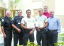 Pictured are (l-r) Chief Fred Maas, Captain Dwight Snyder, Officer Javier Estevez, Detective Luke Plesa,