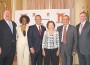 Pictured at the April membership meeting of the Coral Gables Chamber of Commerce at the Biltmore Hotel are (l-r) Mark A. Trowbridge, chamber president and CEO; Karema Harris, executive director, Florida League of IB Schools Inc.; Drew Kern, chamber chair; Marian Krutulis, founder and director emeritus of Gulliver Schools; Enzo Siviero, vice president of the National University System of Italy, and John Krutulis, Gulliver head of school.
