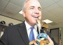 Pepe Sal makes pals with Mayor Carlos Gimenez, then speaks up to Commissioners to help strays. (Photos by Liam Crotty Photography)