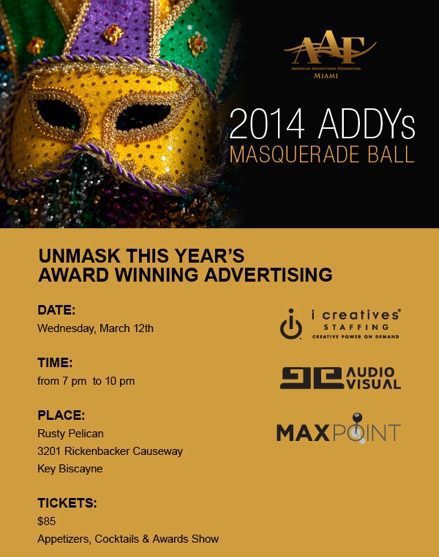 2014 ADDY’s Masquerade Ball Calendar Posting