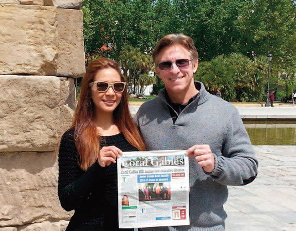 The Coral Gables News makes it to the Debod Temple in Madrid