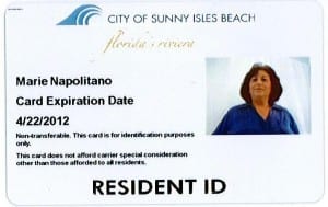 Sunny Isles Beach Resident ID card
