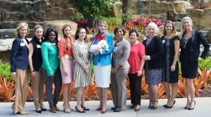 Elaine Vinas, Kathryn Walton, Denver Hopkins, Leonor Pupo and Debra Linzer, Aventura Hospital and Medical Center; Robin Lechner, Robin Lechner Designs; Lorna Kernizan, Karen Bibbo, Dianne Rosario, Jessica Ritch and Ashley Youngs, Aventura Hospital and Medical Center