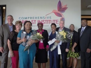 Left to right: Patrick Beaver, chief nursing officer; Carmen Gomez, director of human resources; Adrian Wilson- Lewis, 2015 Tenet Hero; Marie Cius, 2015 Employee of the Year; Frankline Rene, 2015 Nurse of the Year; Manny Linares, CEO; Shana Crittenden, chief operating officer; Howard Brown, chief financial officer.